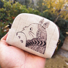 Cartoon Animal Pattern Coin Purse Zipper Clutch Wallet Canvas Storage Pouch