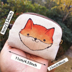 Cartoon Animal Pattern Coin Purse Zipper Clutch Wallet Canvas Storage Pouch