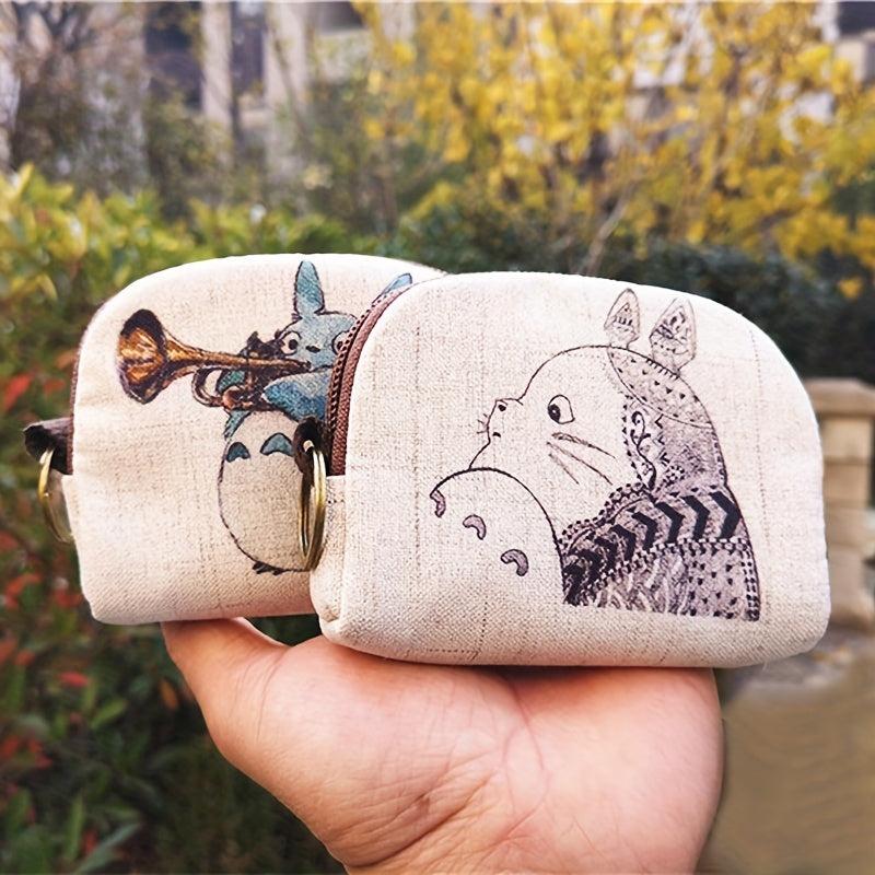 Cartoon Animal Pattern Coin Purse Zipper Clutch Wallet Canvas Storage Pouch