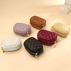 Quilted Detail Coin Purse Zipper Wallet Portable Storage Pouch