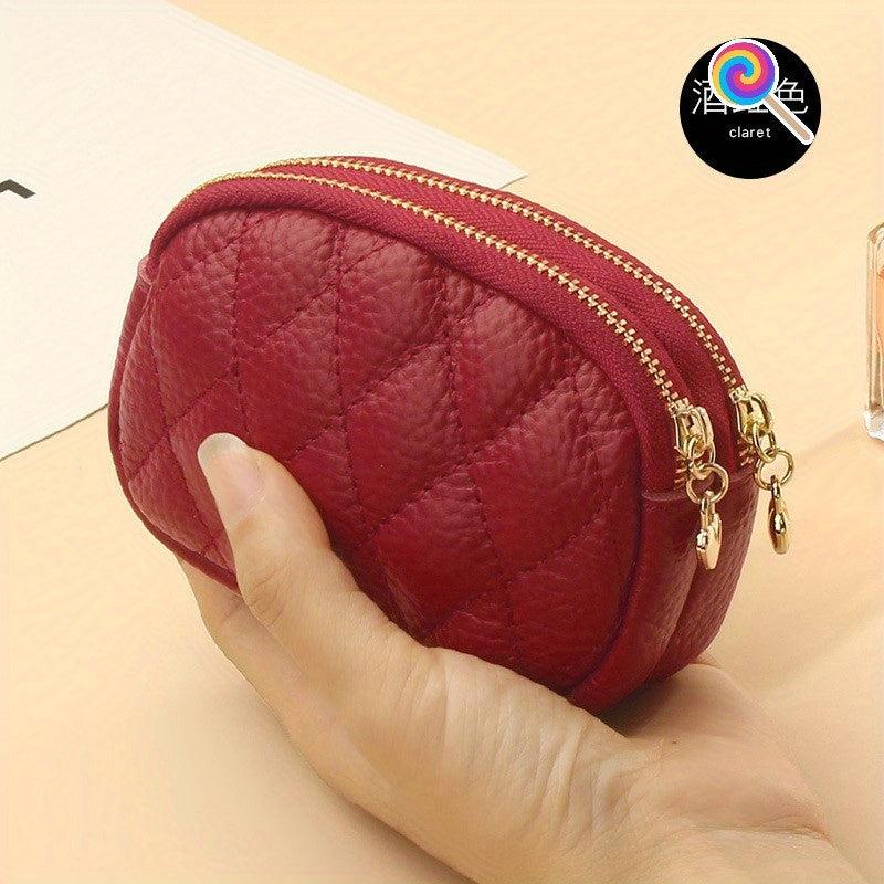 Quilted Detail Coin Purse Zipper Wallet Portable Storage Pouch