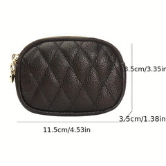 Quilted Detail Coin Purse Zipper Wallet Portable Storage Pouch