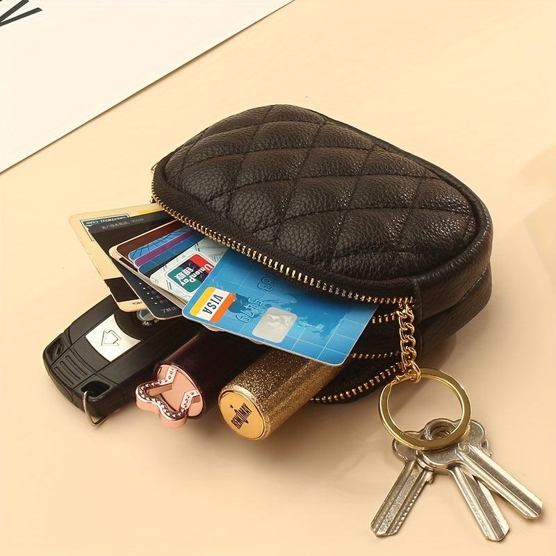Quilted Detail Coin Purse Zipper Wallet Portable Storage Pouch