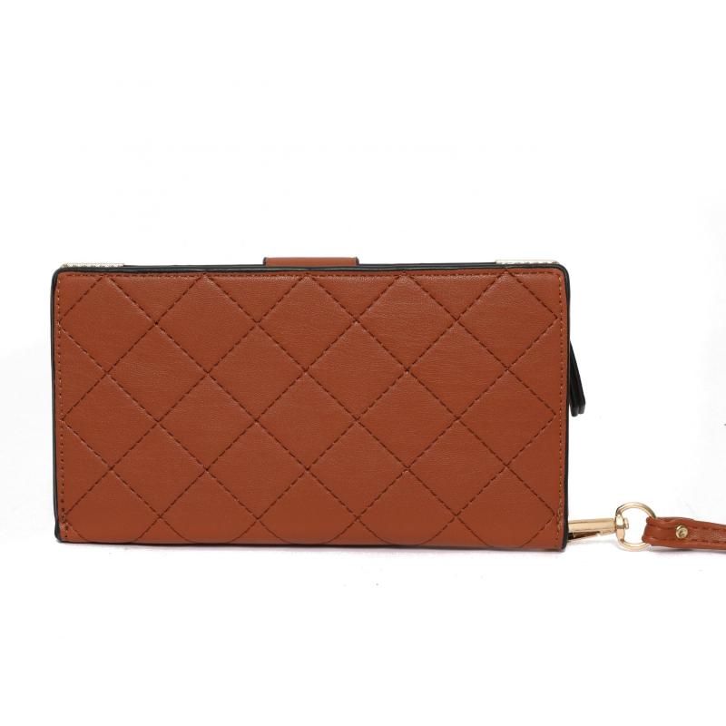 Vintage Argyle Pattern Long Wallet Quilted Coin Purse Clutch