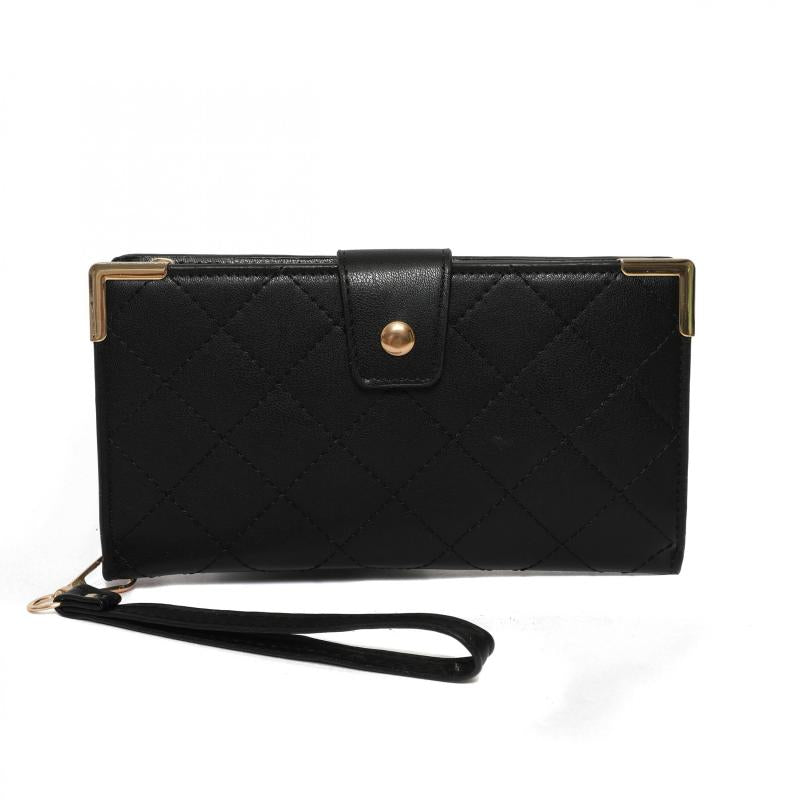 Vintage Argyle Pattern Long Wallet Quilted Coin Purse Clutch