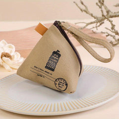Vintage Zongzi Shaped Coin Purse Mini Canvas Storage Bag For Key