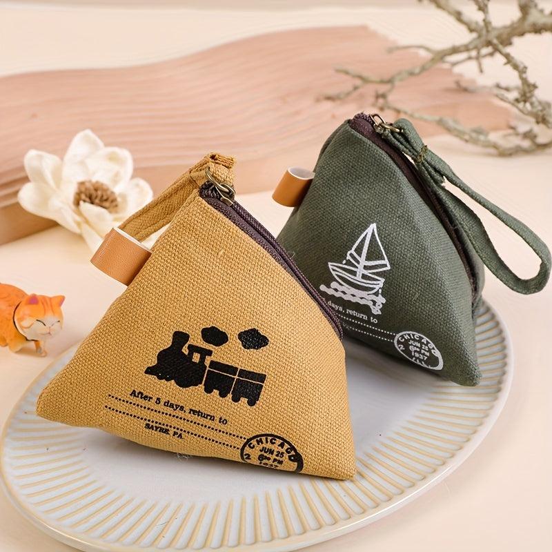 Vintage Zongzi Shaped Coin Purse Mini Canvas Storage Bag For Key