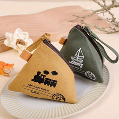 Vintage Zongzi Shaped Coin Purse Mini Canvas Storage Bag For Key