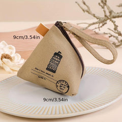 Vintage Zongzi Shaped Coin Purse Mini Canvas Storage Bag For Key