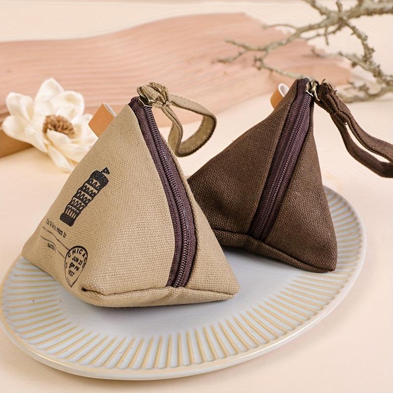 Vintage Zongzi Shaped Coin Purse Mini Canvas Storage Bag For Key