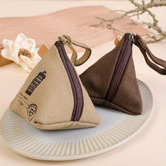 Vintage Zongzi Shaped Coin Purse Mini Canvas Storage Bag For Key