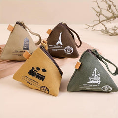 Vintage Zongzi Shaped Coin Purse Mini Canvas Storage Bag For Key