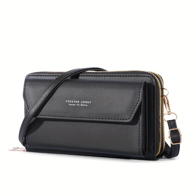 Letter Graphic Crossbody Bag Clutch Purse Zipper Pockets Long Wallet