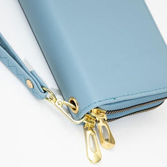 Double Zipper Long Purse Faux Leather Clutch Wallet Large Capacity