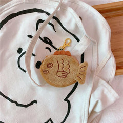 Mini Fish Coin Purse Plush Storage Bag Zipper Wrist Bag Key Ring