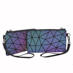 Geometric Pattern Reflective Wallet with Wristlet