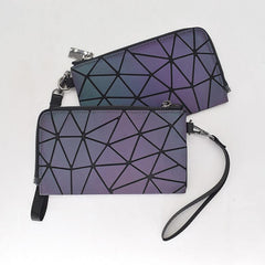 Geometric Pattern Reflective Wallet with Wristlet