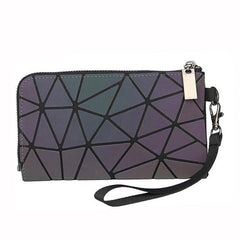 Geometric Pattern Reflective Wallet with Wristlet