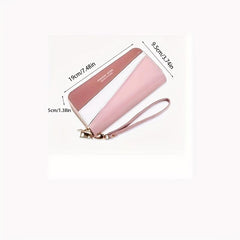 Colorblock Long Wallet Zipper Around Coin Purse Large Capacity Purse