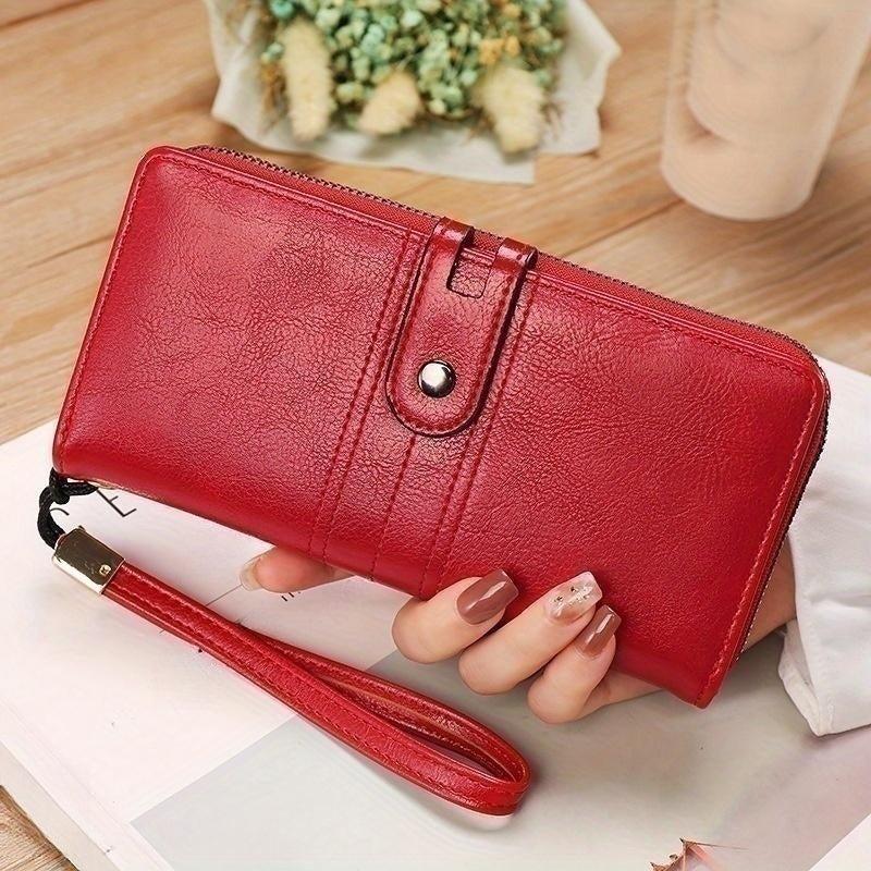 PU Leather Long Wallet Foldable Clutch Purse For Women
