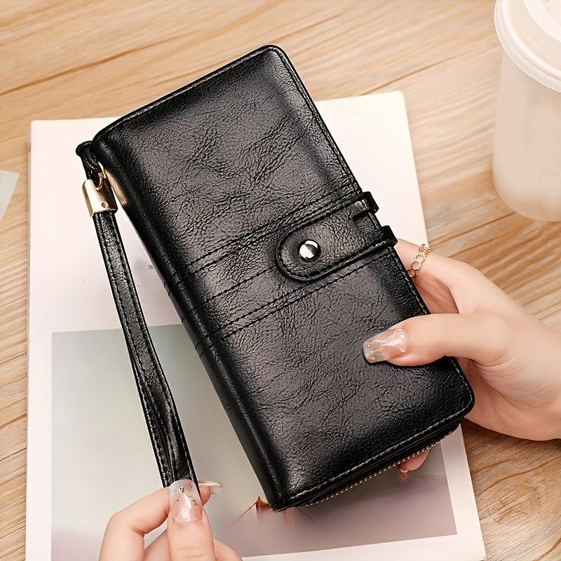 PU Leather Long Wallet Foldable Clutch Purse For Women