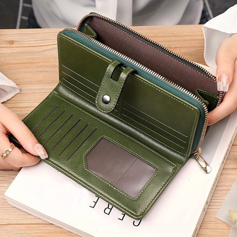 PU Leather Long Wallet Foldable Clutch Purse For Women