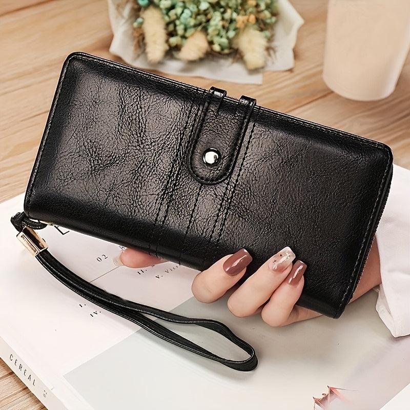 PU Leather Long Wallet Foldable Clutch Purse For Women