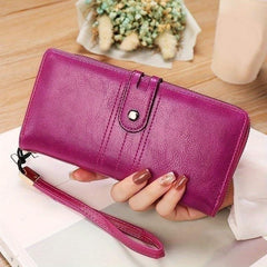 PU Leather Long Wallet Foldable Clutch Purse For Women