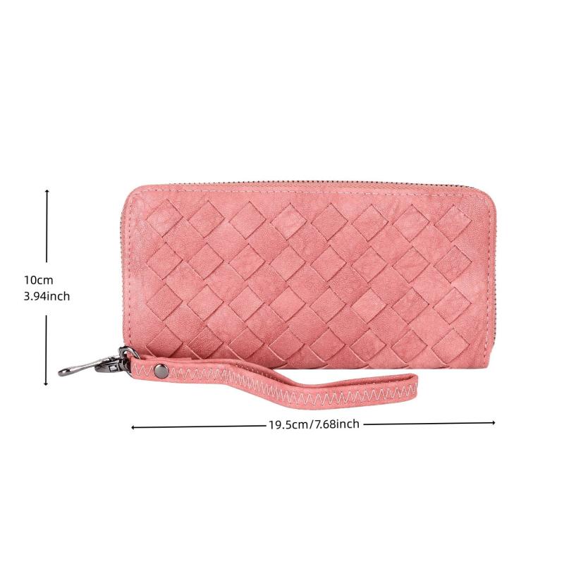 Braided Long Wallet Zipper Coin Purse Wristband