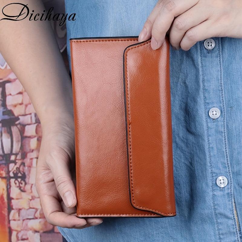 Women's Minimalist Flap Clutch Wallet Solid Coin Purse
