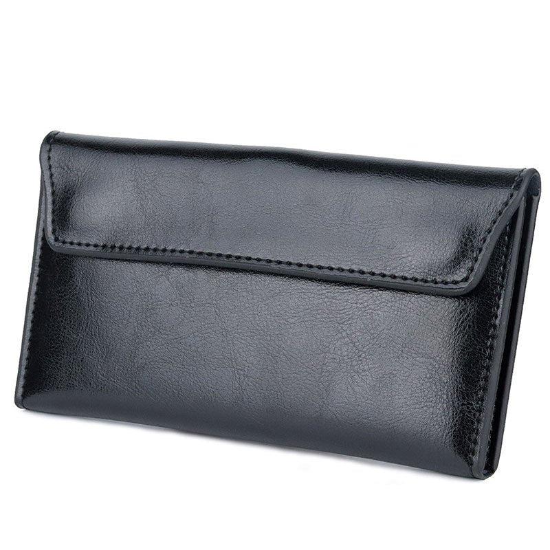 Women's Minimalist Flap Clutch Wallet Solid Coin Purse