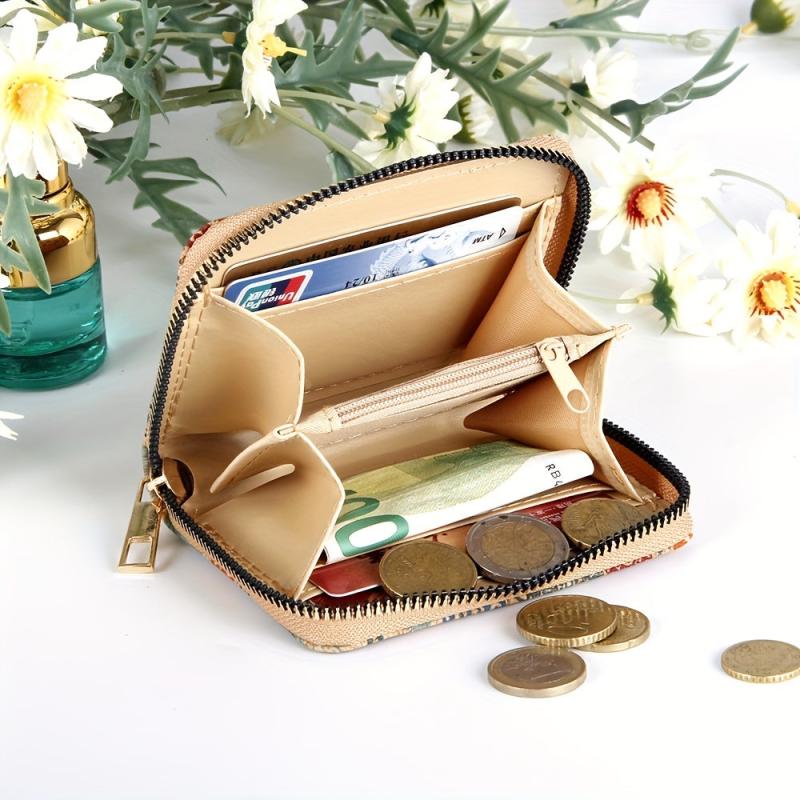 Vintage Pattern Clutch Coin Purse Zipper Around Wallet