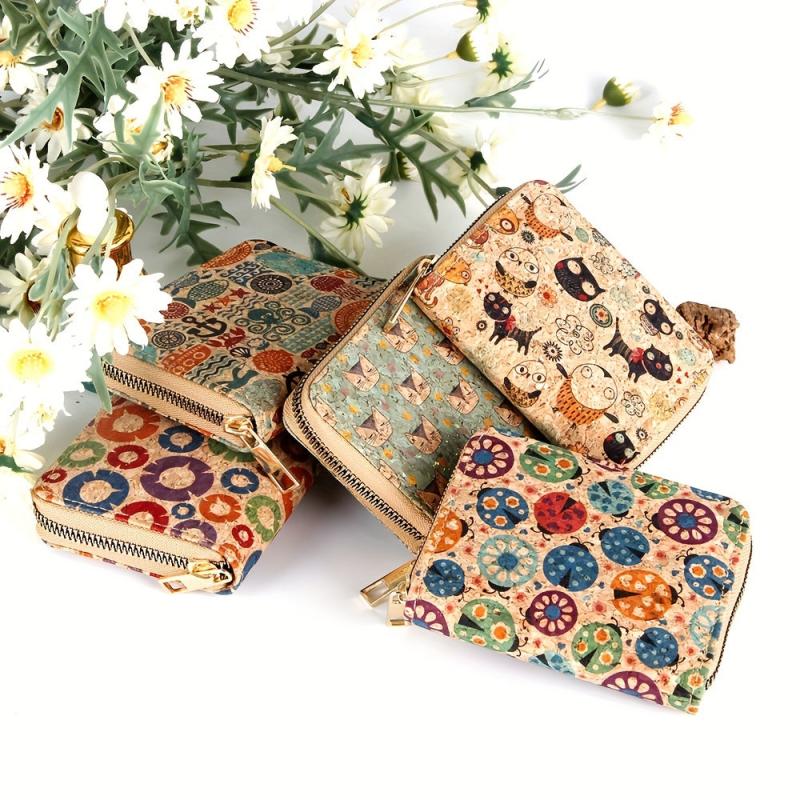 Vintage Pattern Clutch Coin Purse Zipper Around Wallet