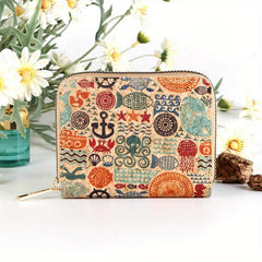 Vintage Pattern Clutch Coin Purse Zipper Around Wallet