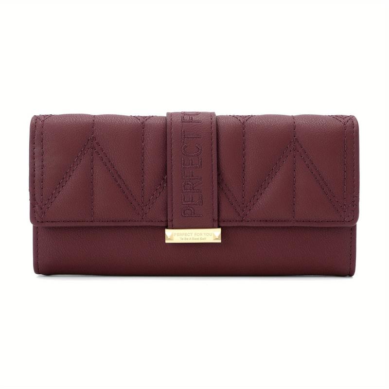Solid Square Flap Wallet Clutch Bag Faux Leather Long Wallet
