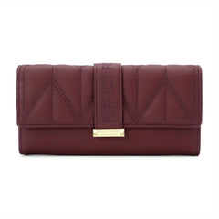 Solid Square Flap Wallet Clutch Bag Faux Leather Long Wallet