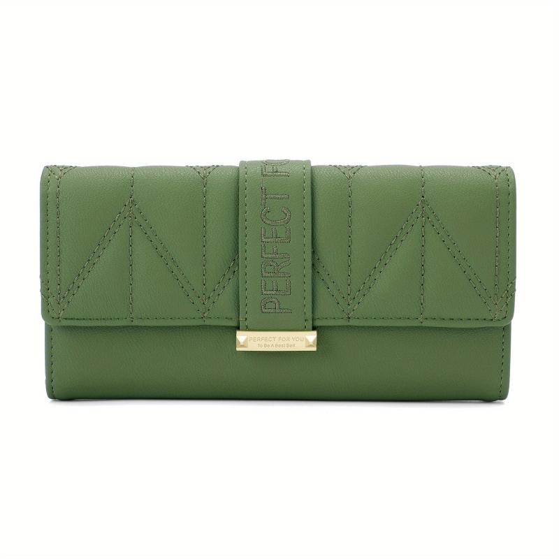 Solid Square Flap Wallet Clutch Bag Faux Leather Long Wallet