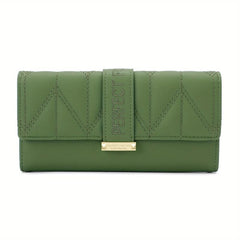 Solid Square Flap Wallet Clutch Bag Faux Leather Long Wallet