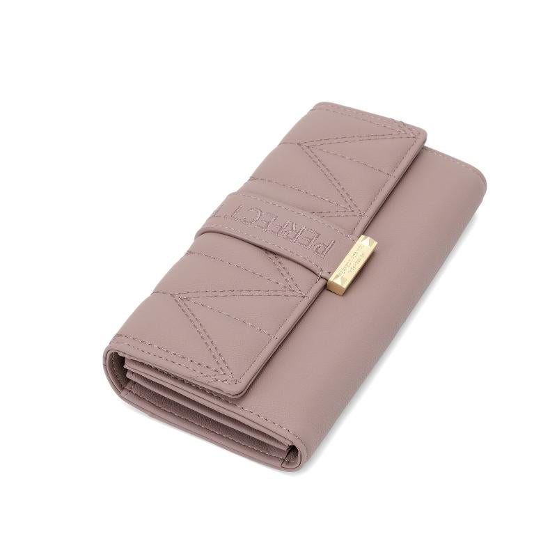 Solid Square Flap Wallet Clutch Bag Faux Leather Long Wallet