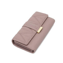 Solid Square Flap Wallet Clutch Bag Faux Leather Long Wallet
