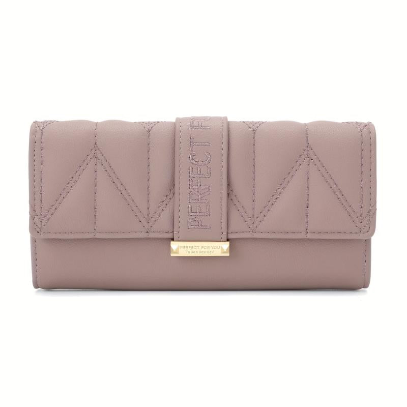 Solid Square Flap Wallet Clutch Bag Faux Leather Long Wallet