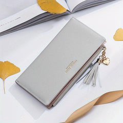 Tassel Decor Clutch Purse Long Wallet for Women