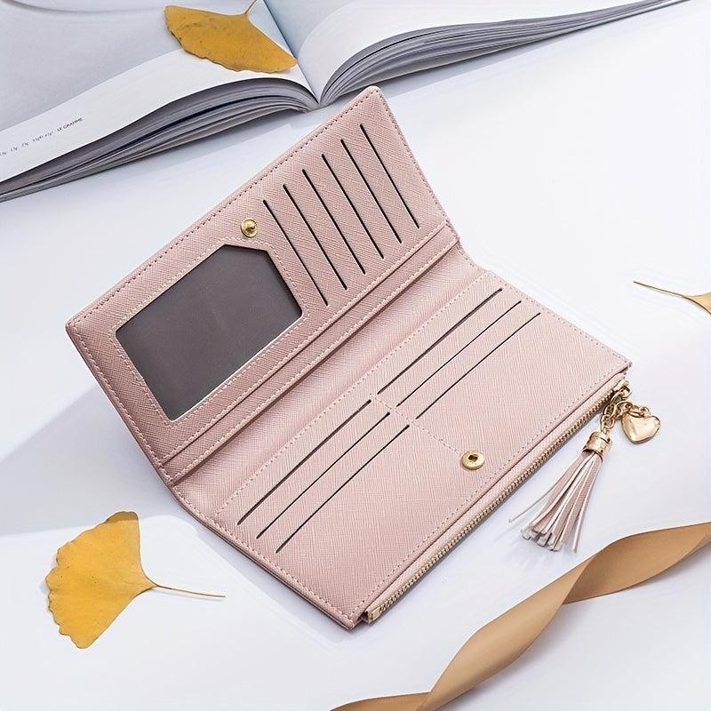 Tassel Decor Clutch Purse Long Wallet for Women