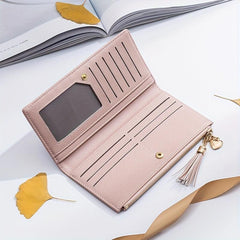 Tassel Decor Clutch Purse Long Wallet for Women