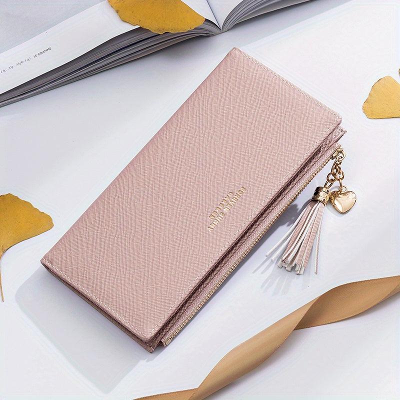 Tassel Decor Clutch Purse Long Wallet for Women