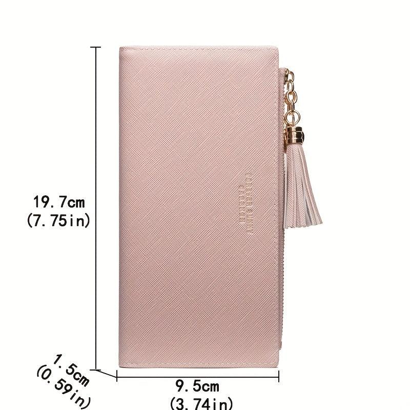 Tassel Decor Clutch Purse Long Wallet for Women