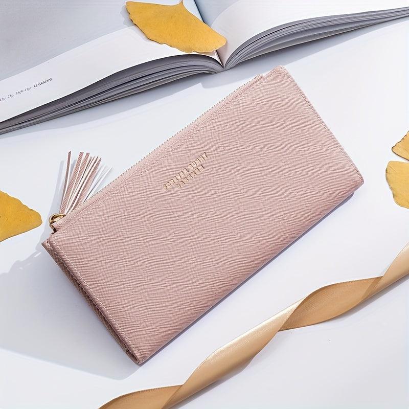 Tassel Decor Clutch Purse Long Wallet for Women