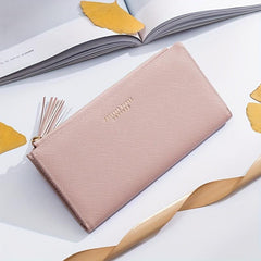 Tassel Decor Clutch Purse Long Wallet for Women