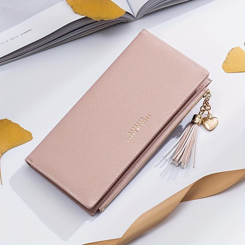 Tassel Decor Clutch Purse Long Wallet for Women