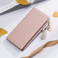 Tassel Decor Clutch Purse Long Wallet for Women